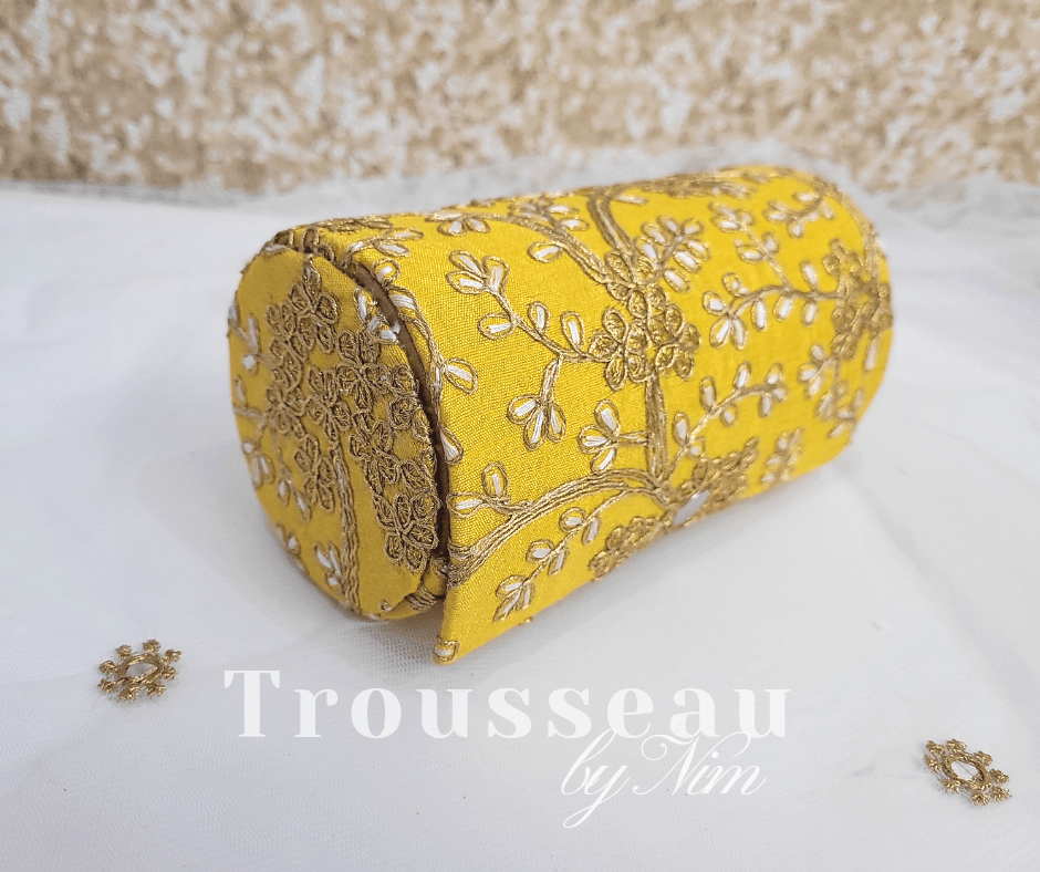 Nims Boutique Yellow Embroidered Bangle Box