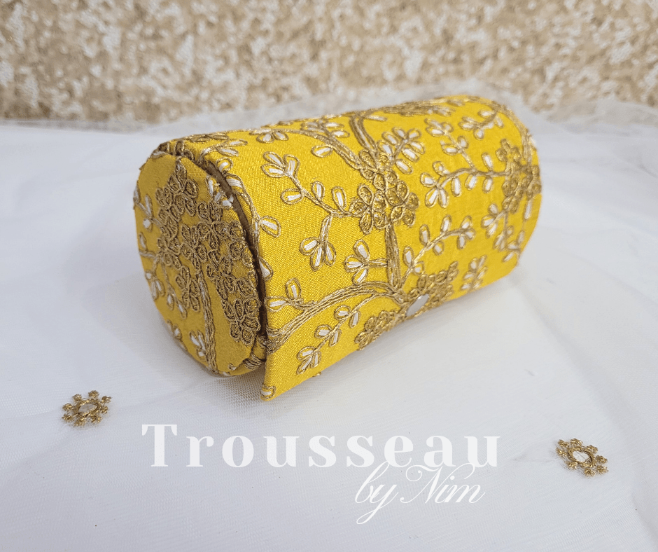 Nims Boutique Yellow Embroidered Bangle Box