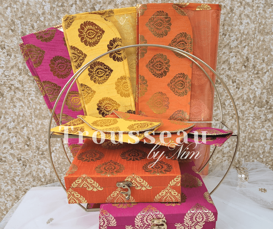 Nims Boutique Orange Paisley Brocade Sari Bag