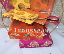 Orange Brocade Silk Square Jewellery Gift Box