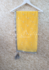 Yellow & Silver Sequin Net Sequin Dupatta/Chunni