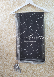 Black & Silver Sequin Net Sequin Dupatta/Chunni (NS2)