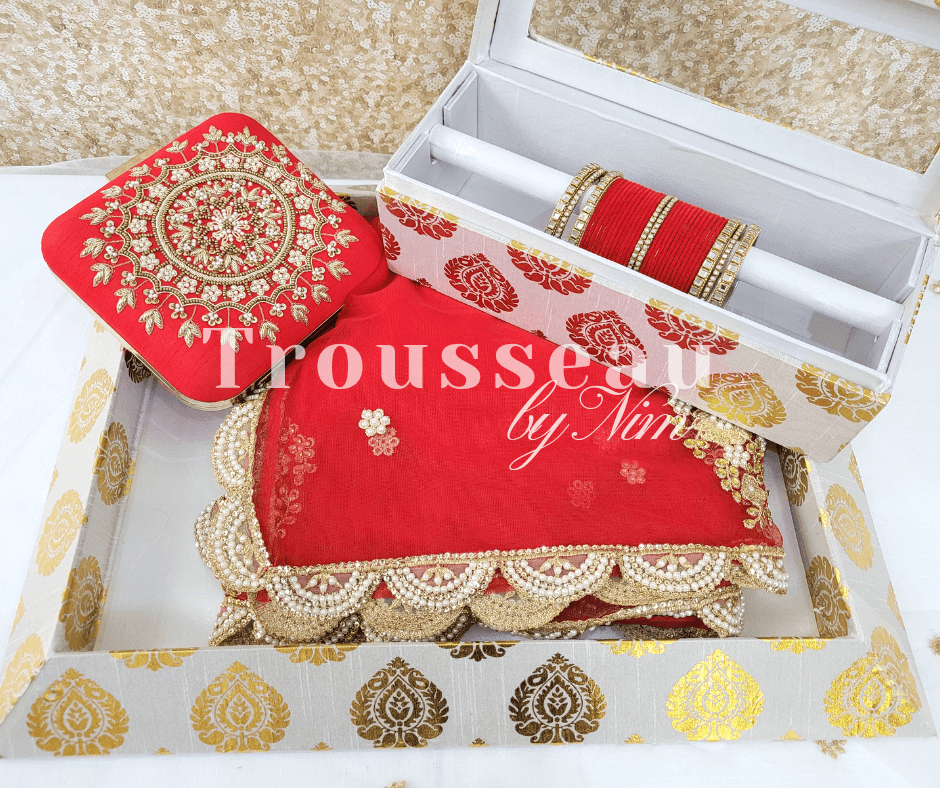 Nims Boutique Red Velvet & Kundan Set of Bangles RV1