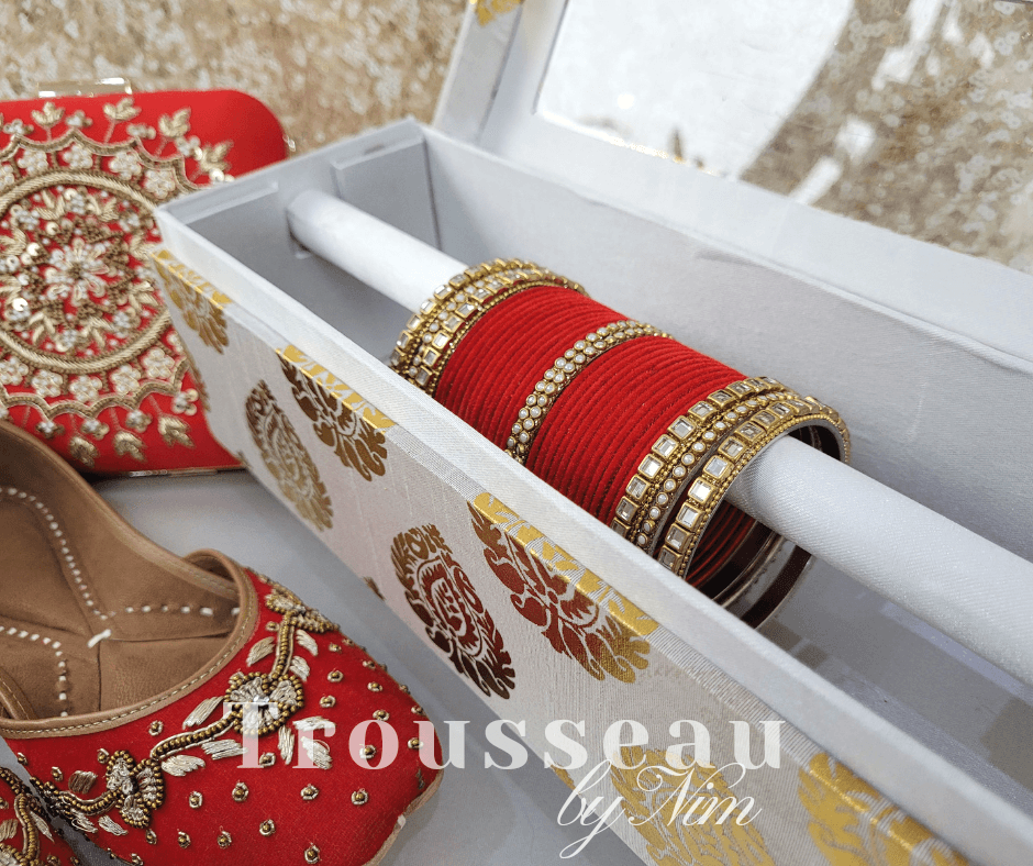 Nims Boutique Red Velvet & Kundan Set of Bangles RV1