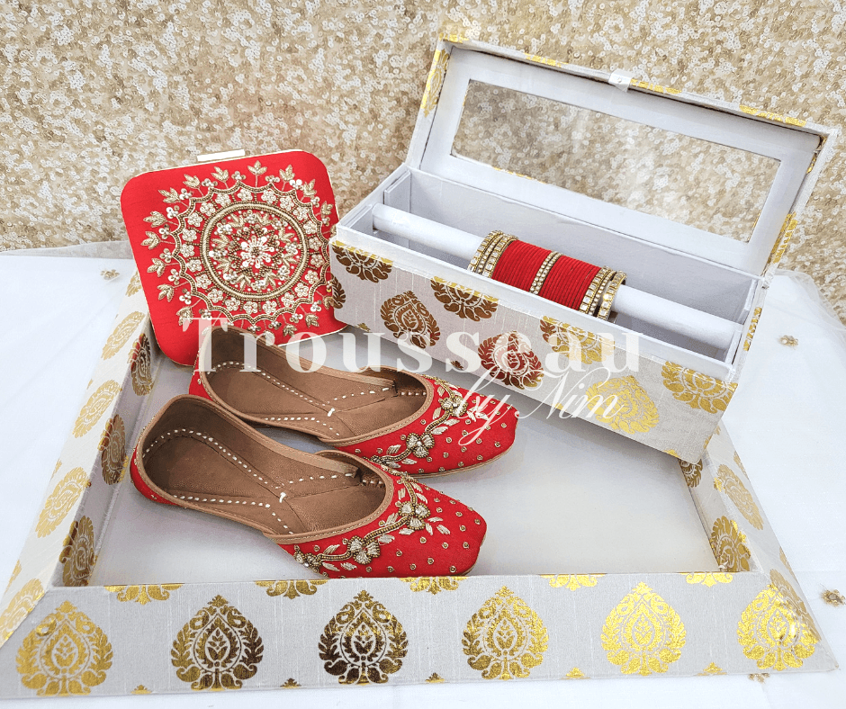 Nims Boutique Red Velvet & Kundan Set of Bangles RV1
