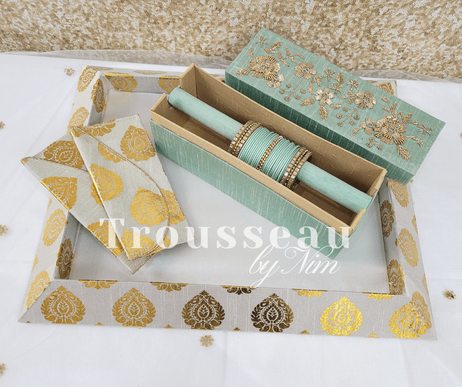 Nims Boutique Luxury Mint Embroidered Bangle Box