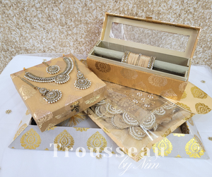 Gold Brocade Silk Square Jewellery Gift Box