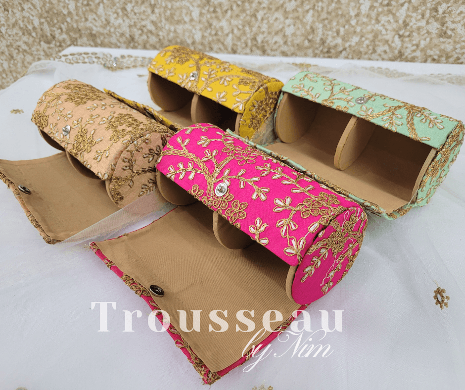 Nims Boutique Yellow Embroidered Bangle Box