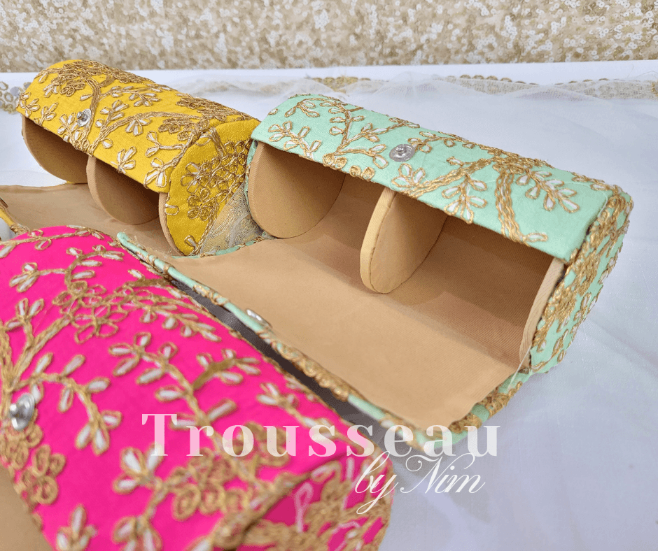 Nims Boutique Yellow Embroidered Bangle Box