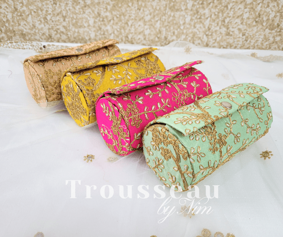 Nims Boutique Yellow Embroidered Bangle Box