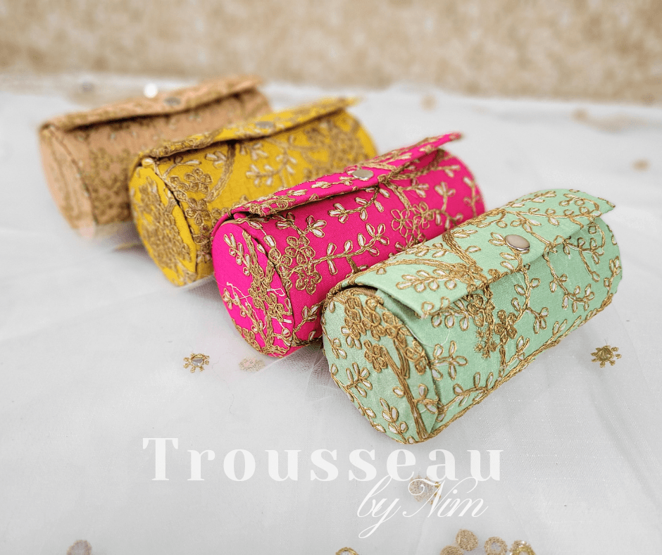 Nims Boutique Yellow Embroidered Bangle Box