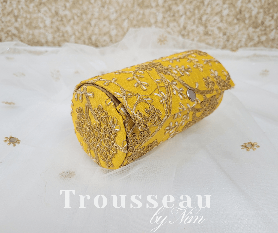 Nims Boutique Yellow Embroidered Bangle Box