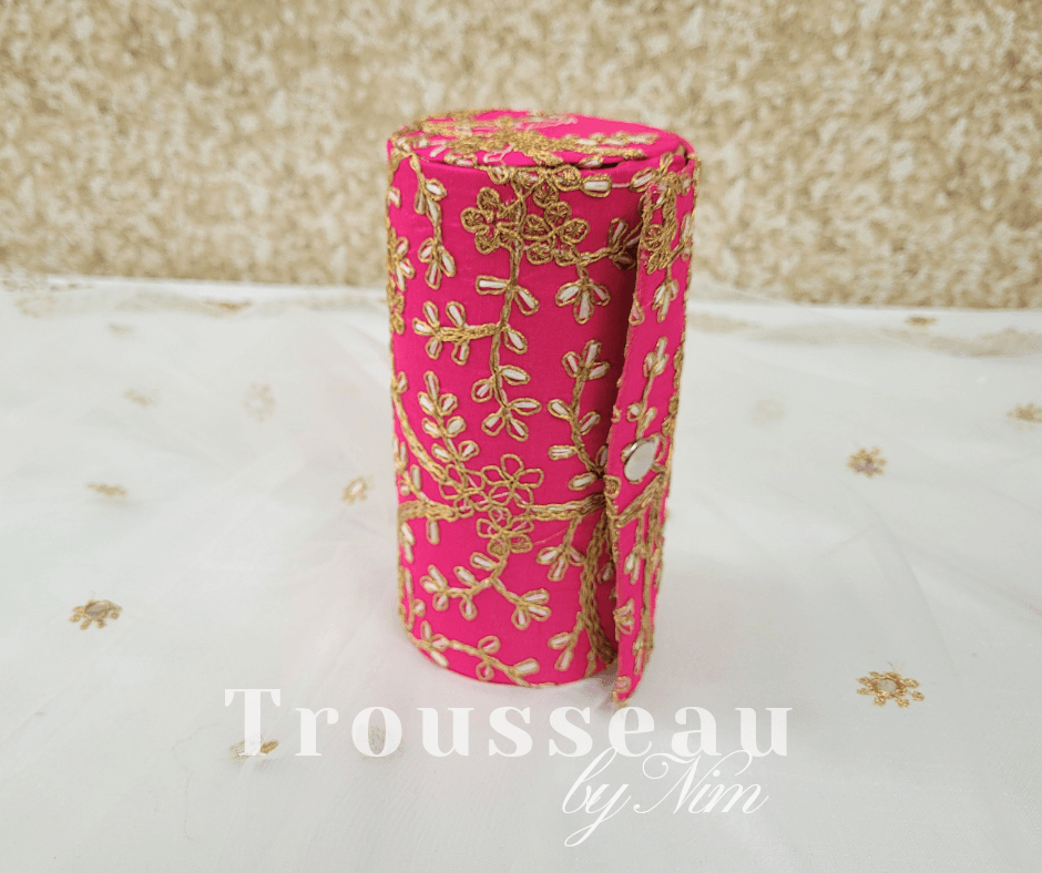 Nims Boutique Bright Pink Embroidered Bangle Box