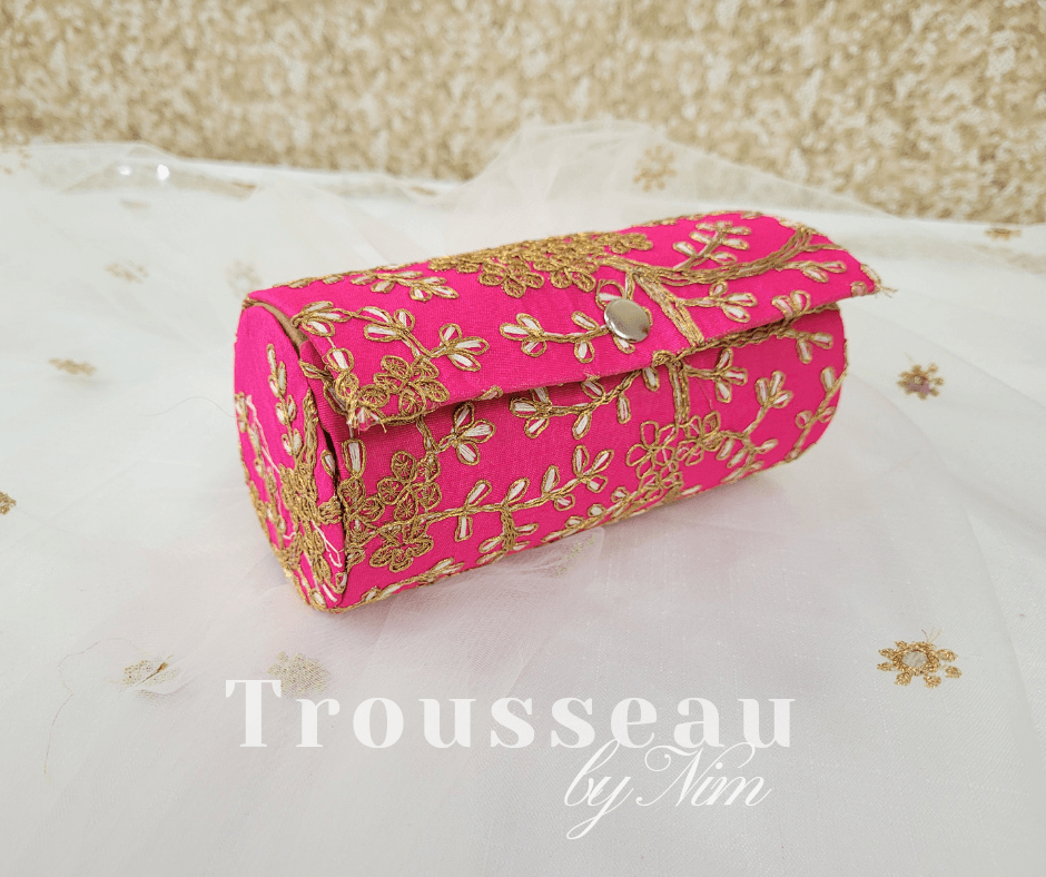 Nims Boutique Bright Pink Embroidered Bangle Box