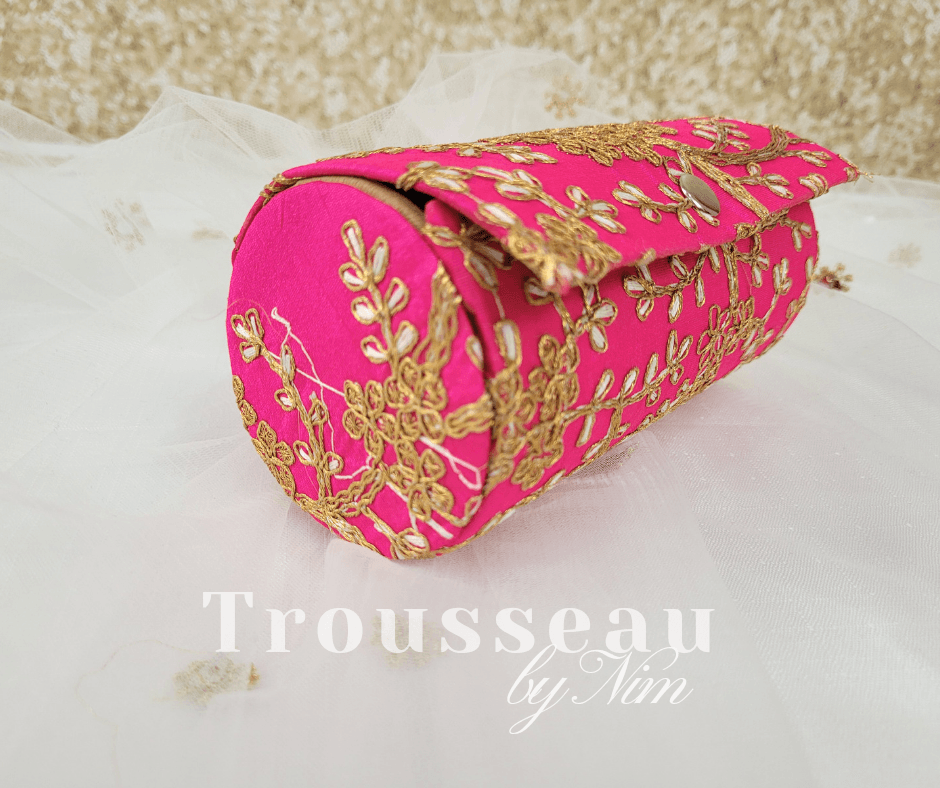 Nims Boutique Bright Pink Embroidered Bangle Box