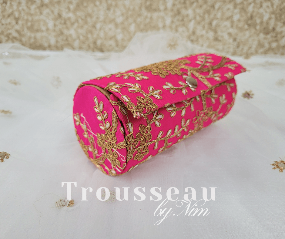 Nims Boutique Bright Pink Embroidered Bangle Box