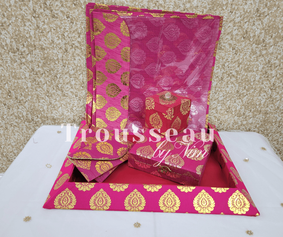 Nims Boutique Hot Pink Paisley Brocade Sari Bag