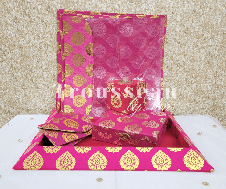 Nims Boutique Hot Pink Paisley Brocade Sari Bag