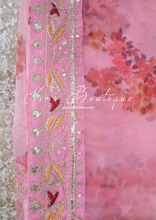 Pink Floral Organza Sari