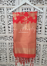 Red Floral Silk Banarsi Dupatta/Chunni