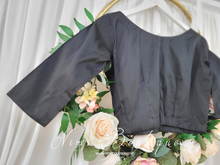 Black Pure Silk High Neck Blouse with sleeves (size 4-20)
