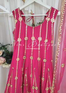 Sofiya Hot Pink Sequin Anarkali Suit with Pajami (Sizes 6-16)