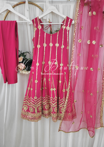 Sofiya Hot Pink Sequin Anarkali Suit with Pajami (Sizes 6-16)