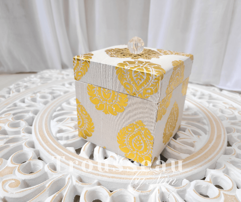 Nims Boutique Ivory Silk Brocade Favor Box