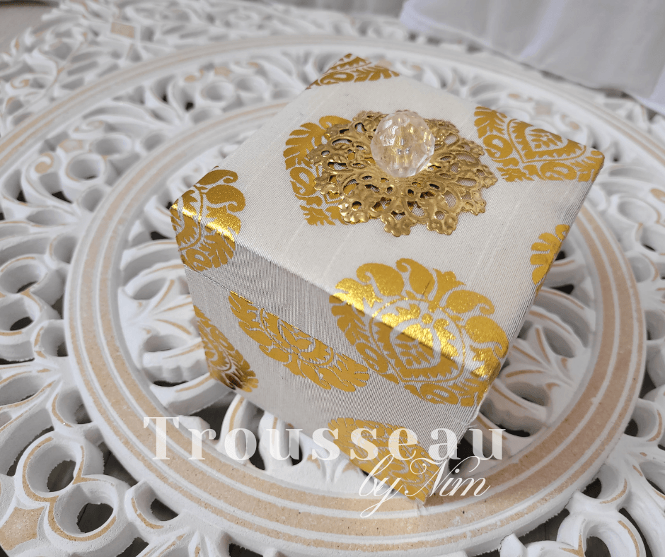 Nims Boutique Ivory Silk Brocade Favor Box