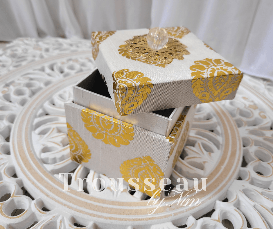 Nims Boutique Ivory Silk Brocade Favor Box