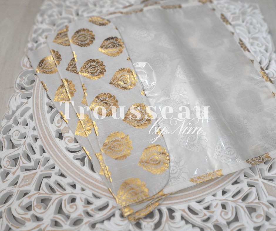 Nims Boutique Ivory Paisley Brocade Sari Bag