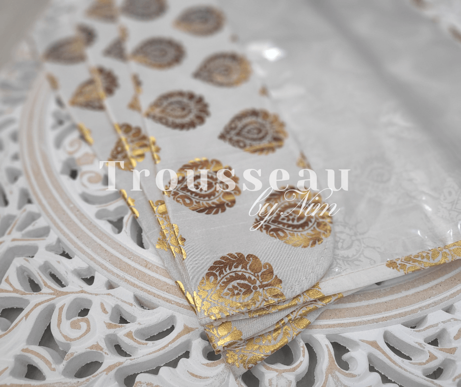Nims Boutique Ivory Paisley Brocade Sari Bag