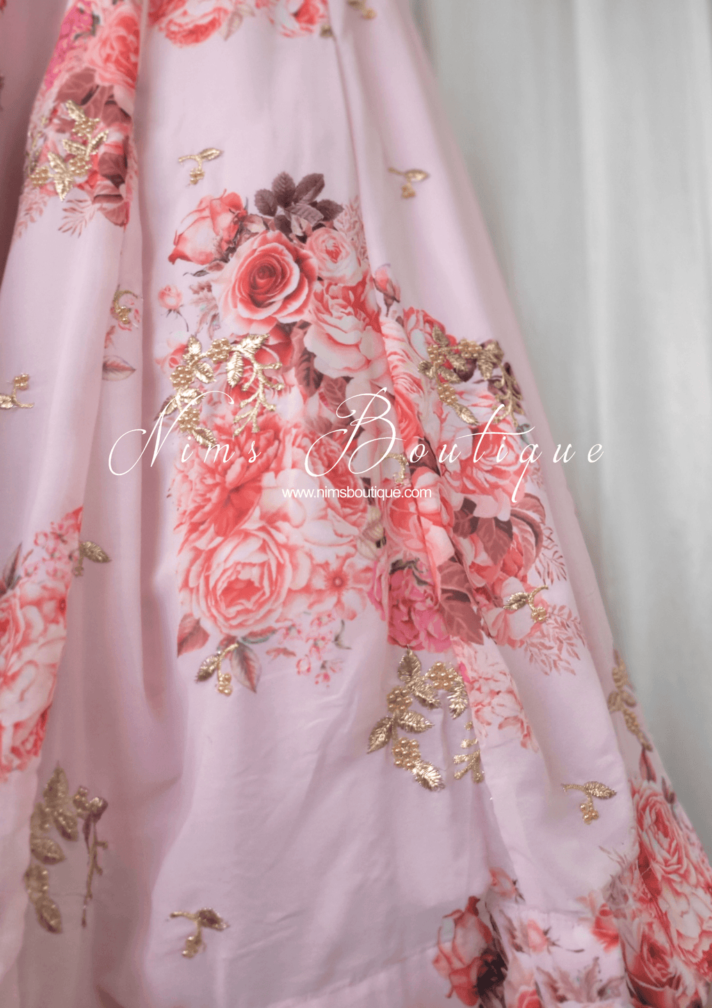 Nims Boutique La Floraison Pink Georgette Floral readymade skirt/lehnga sizes 4-24