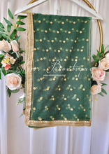 Luxury Dark Green Net Sequin Dupatta/Chunni (LNS2)