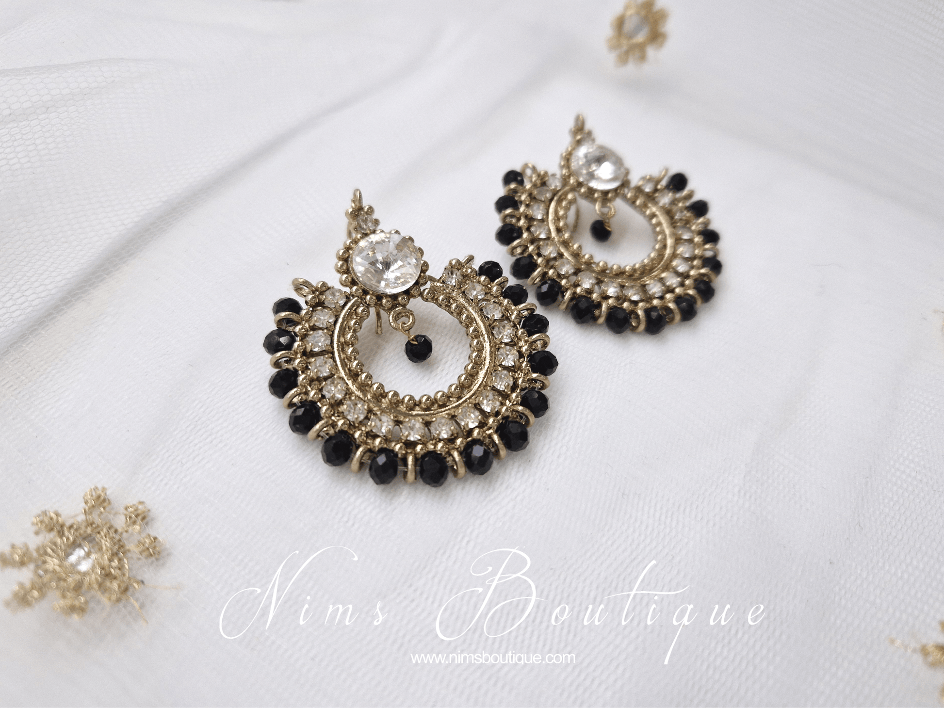 Nims Boutique Meghna Royal Black Earrings