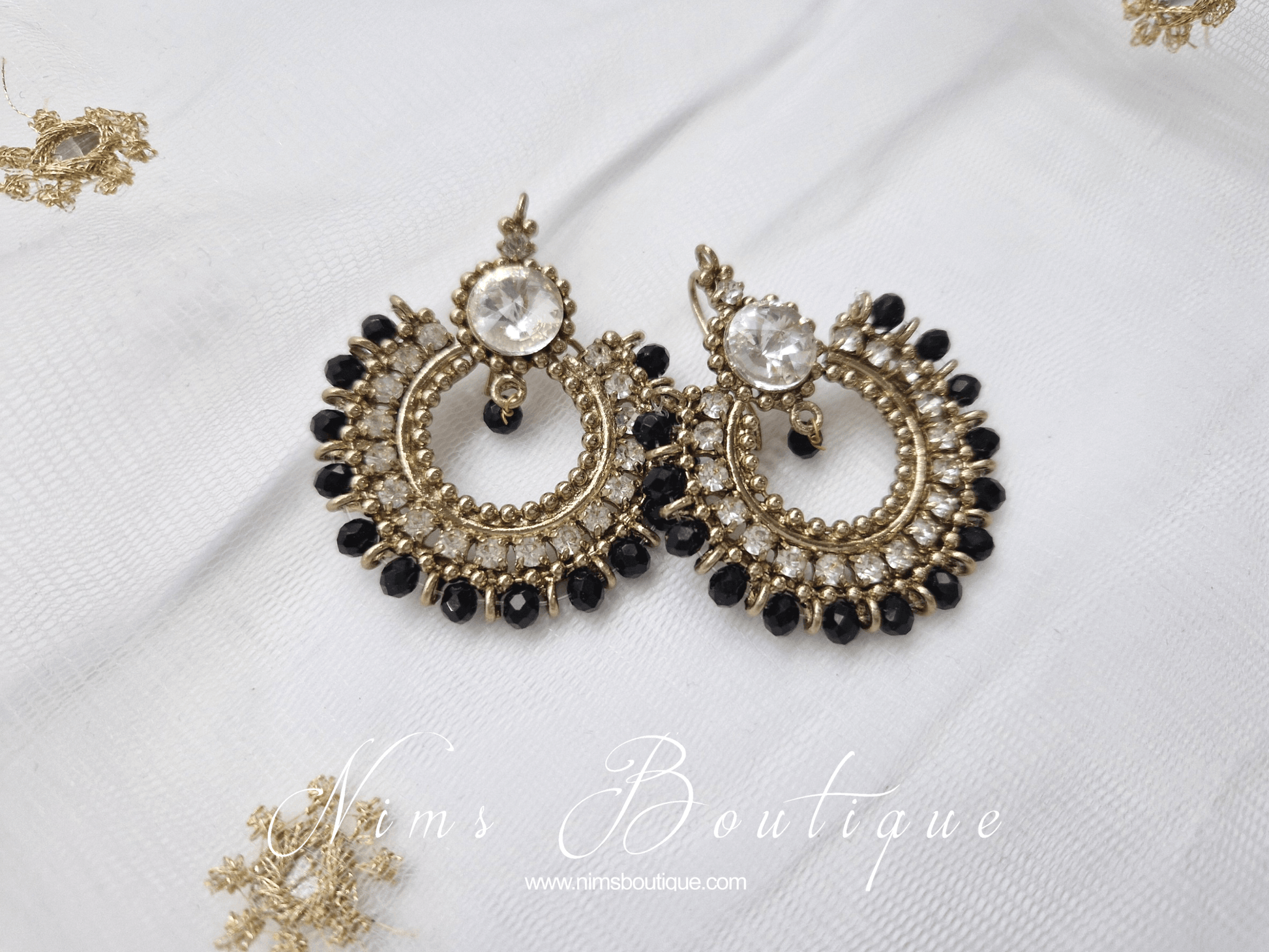 Nims Boutique Meghna Royal Black Earrings