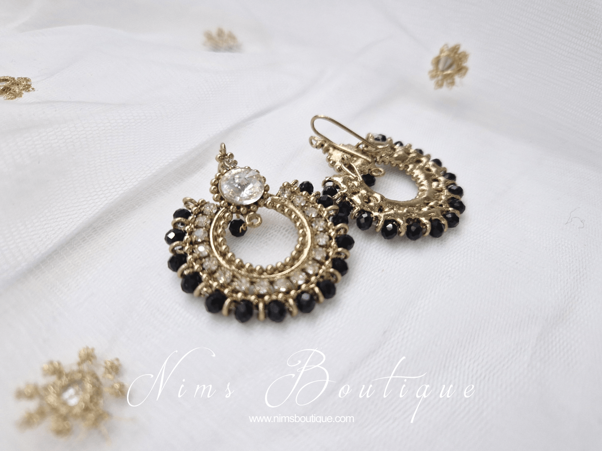 Nims Boutique Meghna Royal Black Earrings