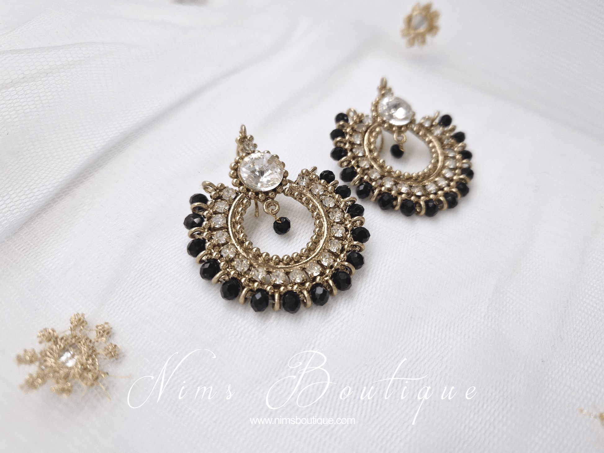 Nims Boutique Meghna Royal Black Earrings