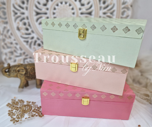 Luxury Peach Pastel Foil Print Large Gift Box