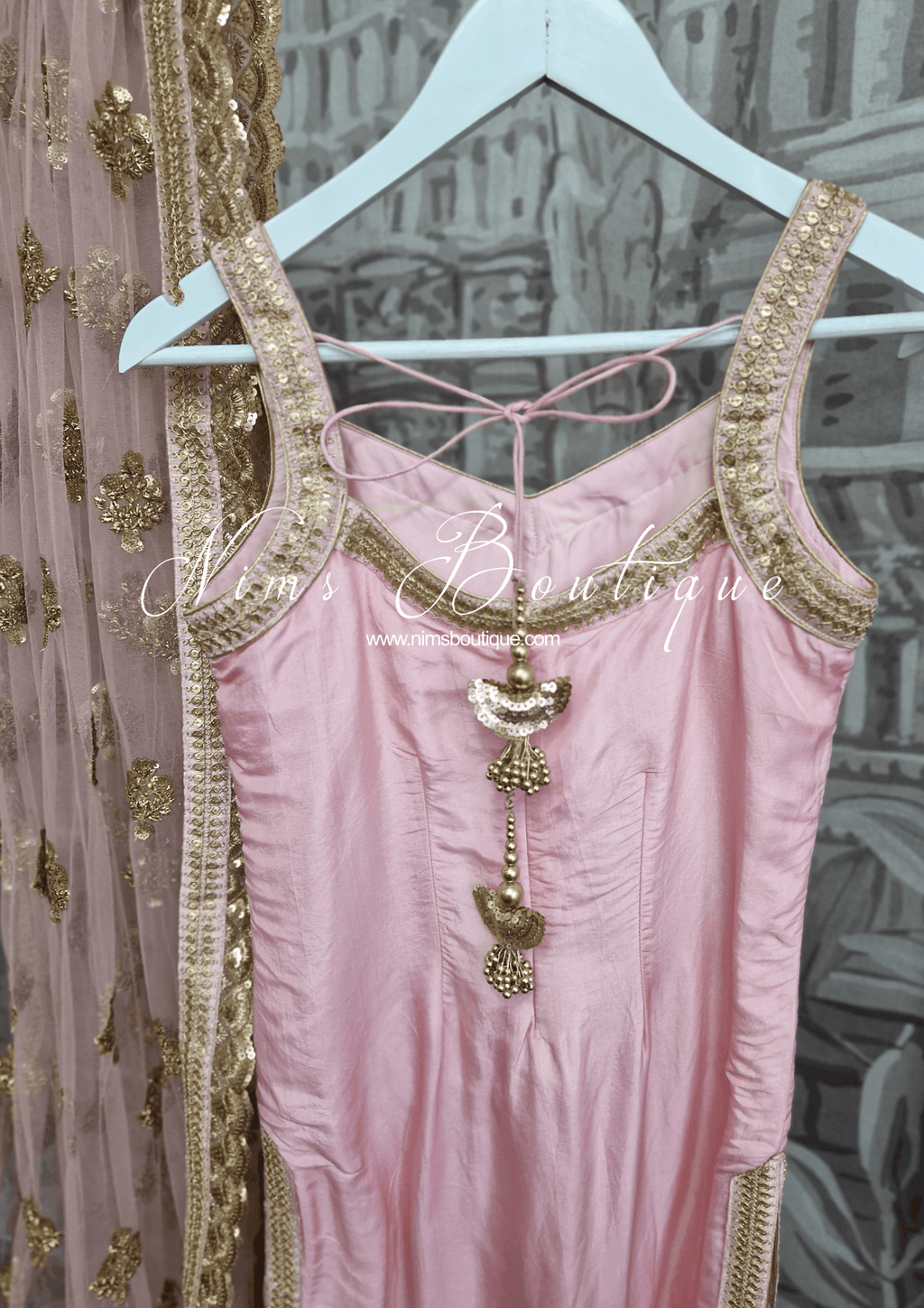 Nims Boutique The NB Classic Sleeveless Blush Pink Silk Pajami Suit sizes 4 to 20