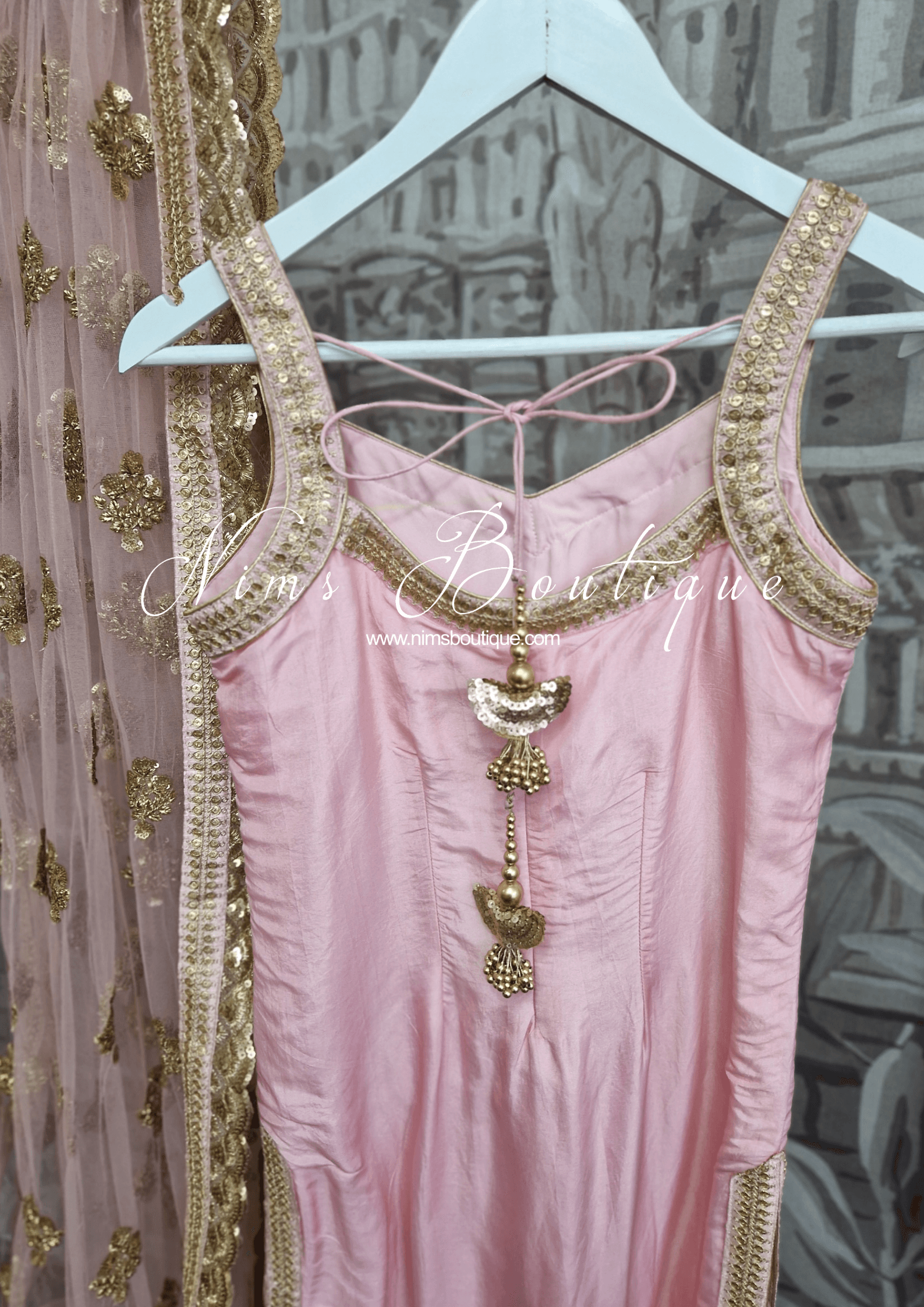Nims Boutique The NB Classic Sleeveless Blush Pink Silk Pajami Suit sizes 4 to 20