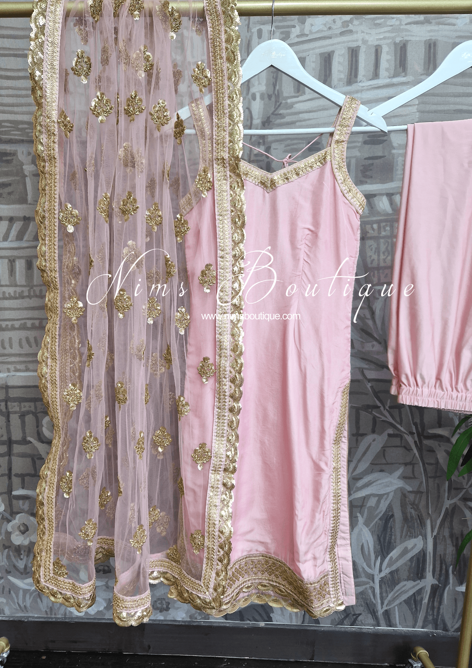 Nims Boutique The NB Classic Sleeveless Blush Pink Silk Pajami Suit sizes 4 to 20