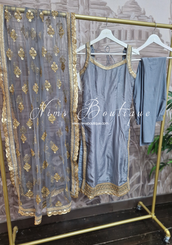 The NB Classic Sleeveless Grey Silk Pajami Suit (sizes 4 to 20)