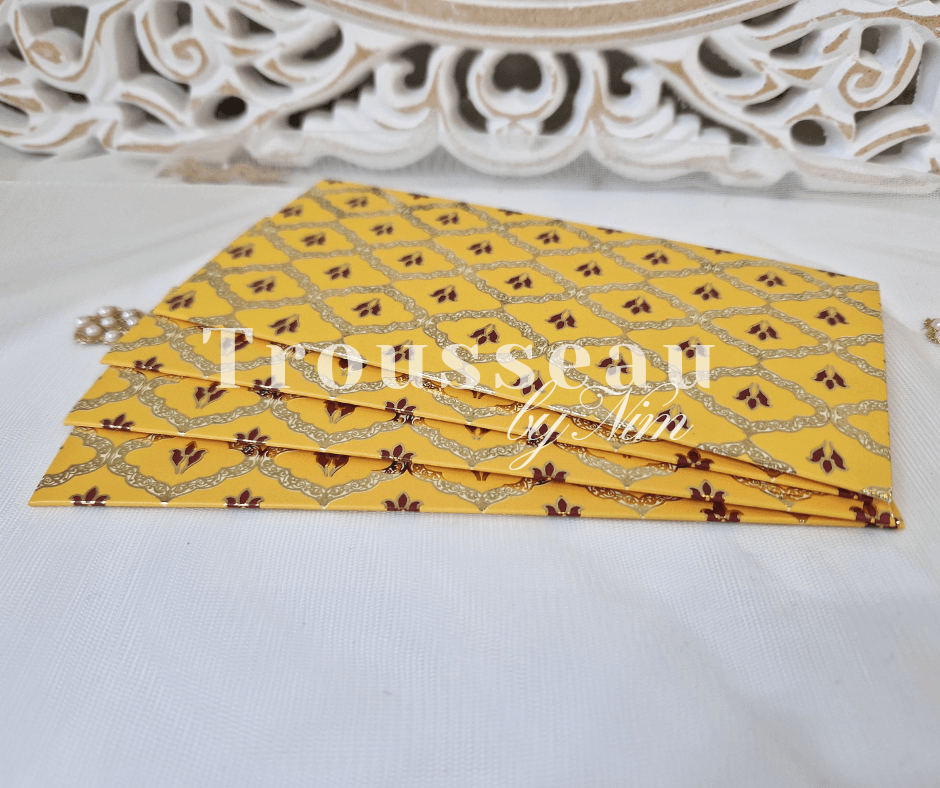 Nims Boutique Yellow, Red & Gold Foil Print Money Wallets
