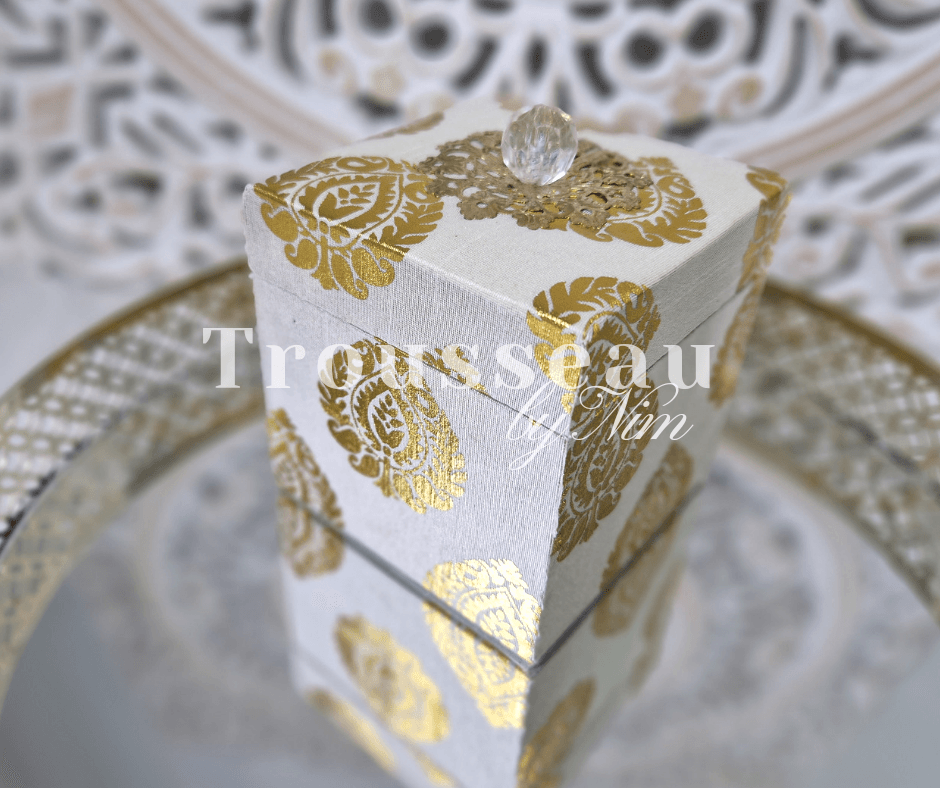 Nims Boutique Ivory Silk Brocade Favor Box
