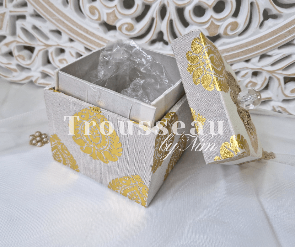 Nims Boutique Ivory Silk Brocade Favor Box