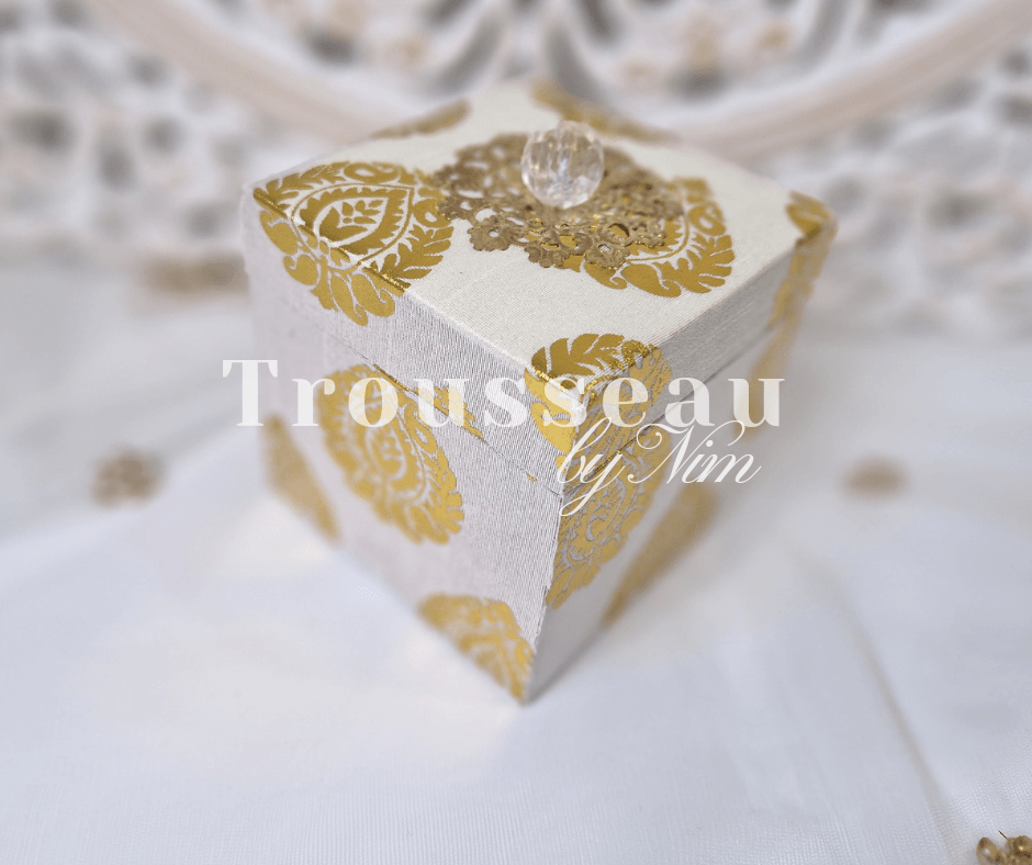 Nims Boutique Ivory Silk Brocade Favor Box