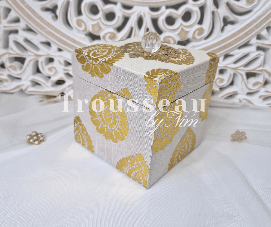 Nims Boutique Ivory Silk Brocade Favor Box