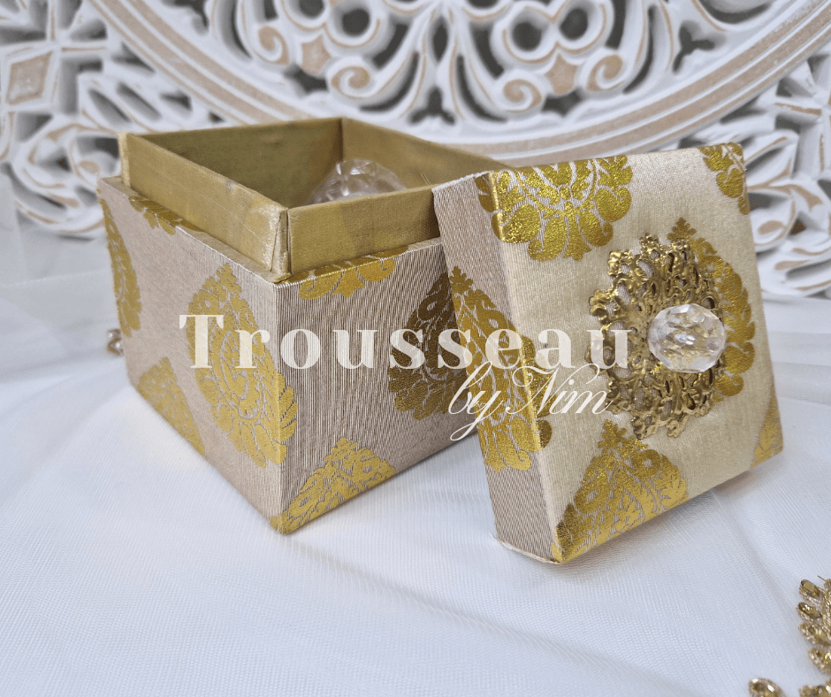 Nims Boutique Light Gold Silk Brocade Favor Box