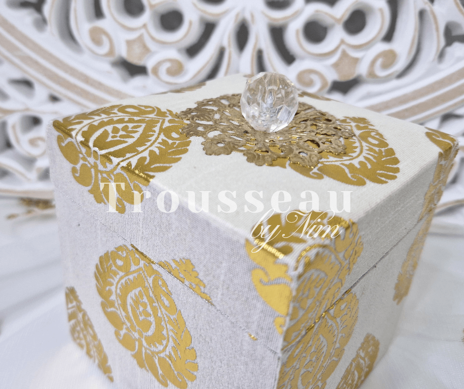 Nims Boutique Ivory Silk Brocade Favor Box